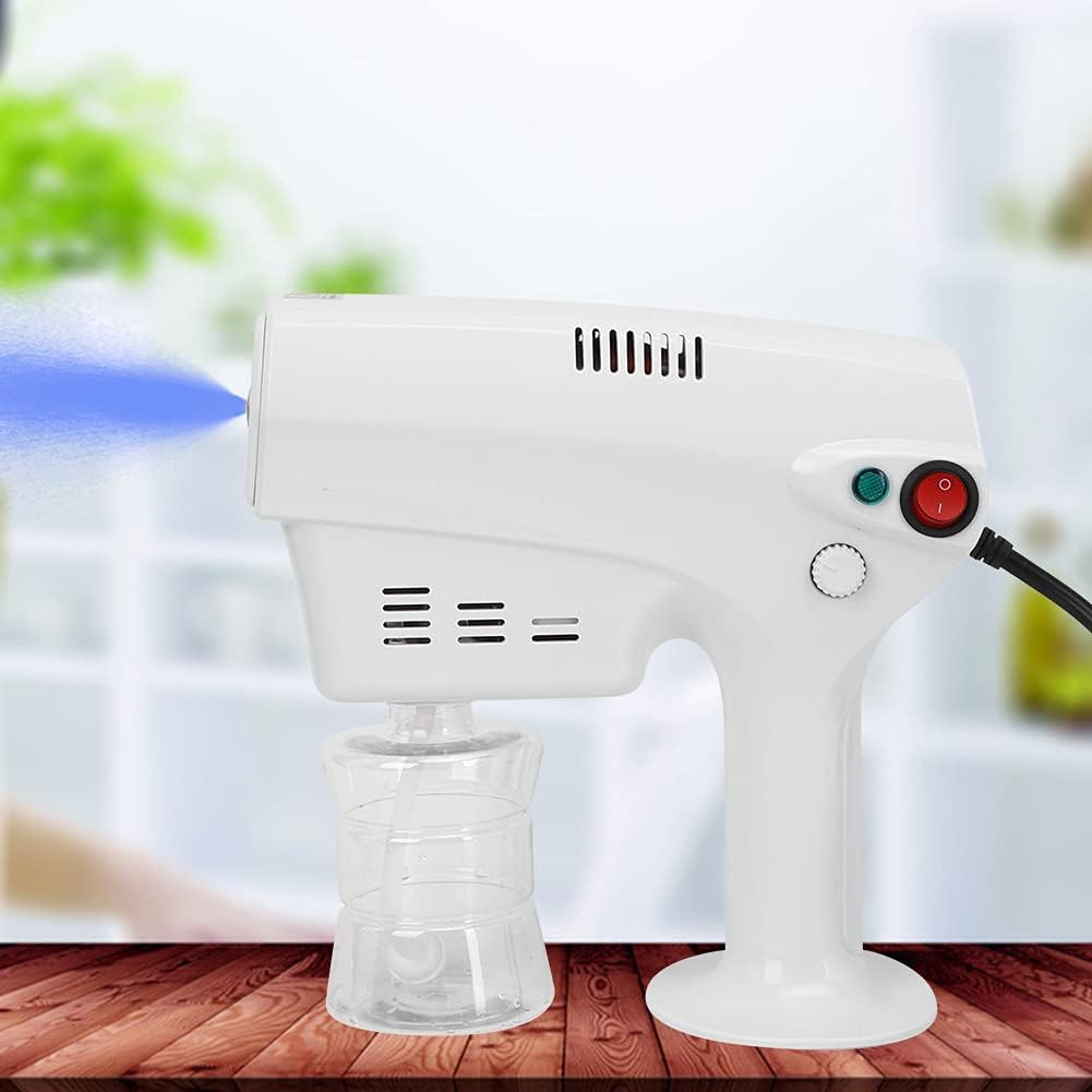 Pulverizador eléctrico, pistola pulverizadora eléctrica, nano atomizador recargable de mano, nano rociador ajustable, luz azul, 1200 W, 10.1 fl oz,