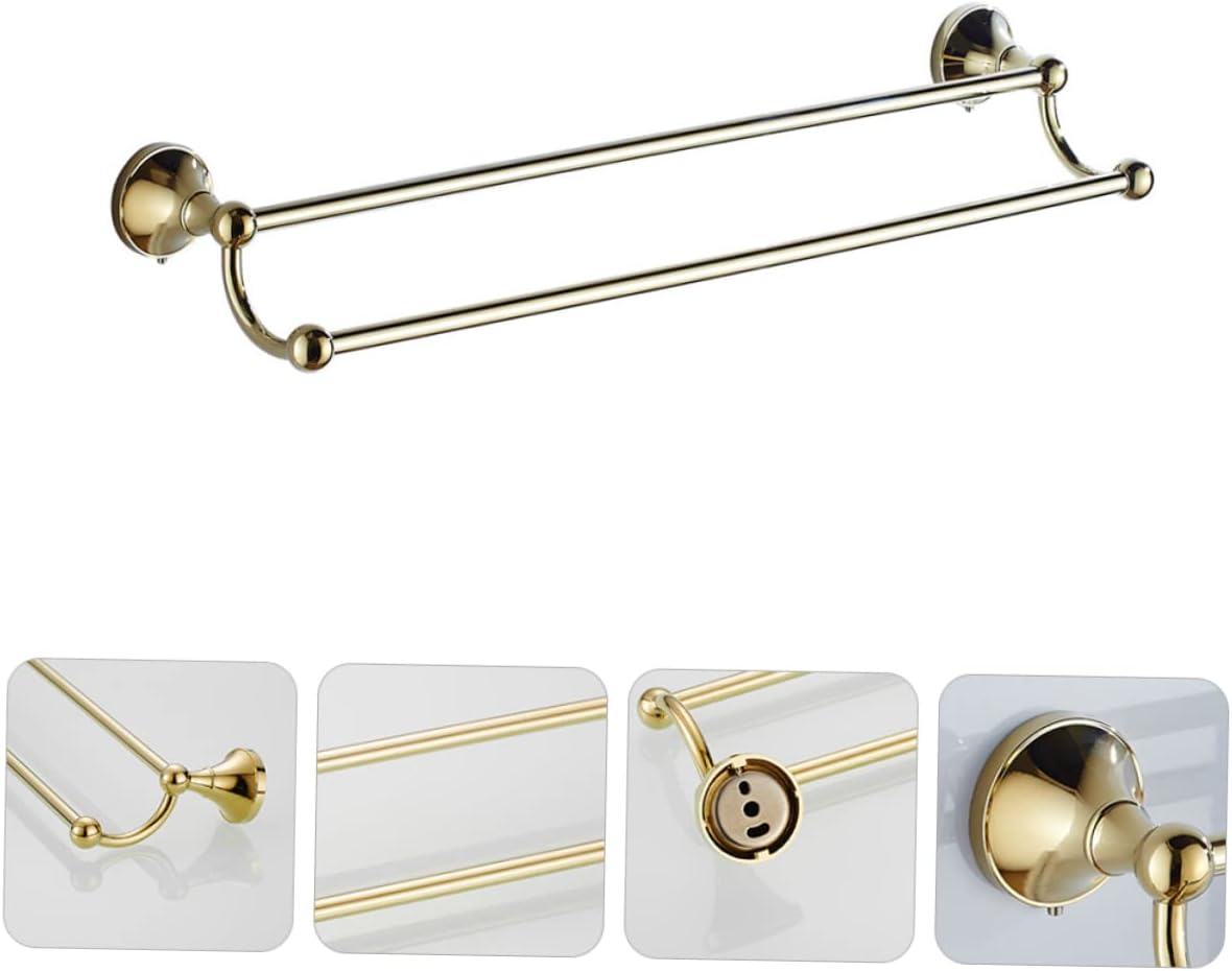 Toallero de doble barra de latón para toallas de baño, estante de acero inoxidable, estantes montados en la pared, barra de toalla de cocina,