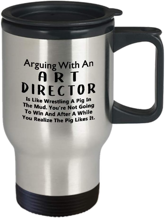 Gifts for Art Director Travel Mug Insulated Coffee Tumbler – Artist Dept Creative Department Team Design Advertising Office Funny Cute Gag