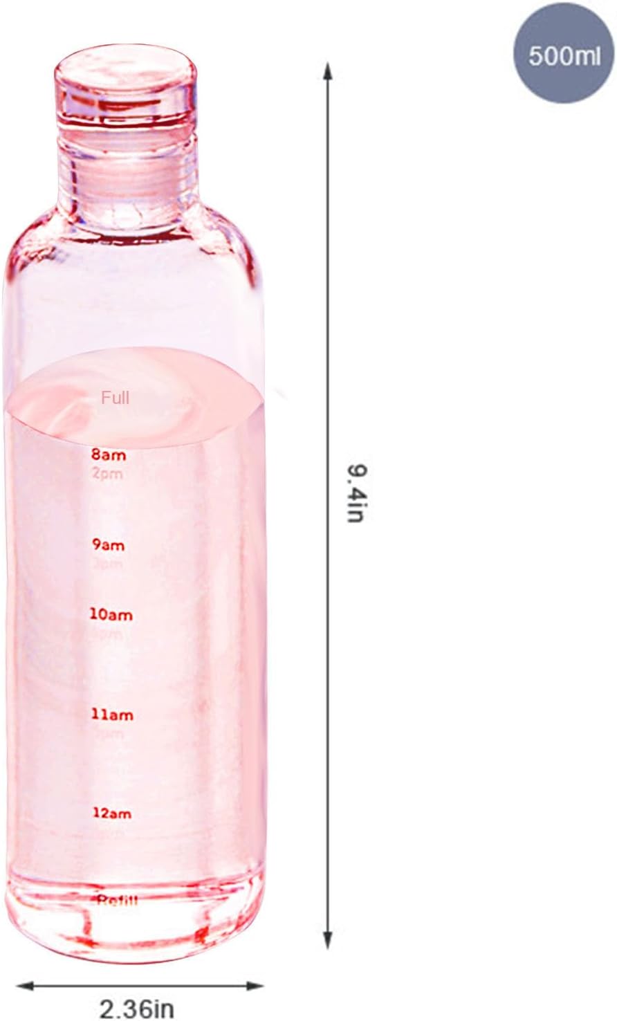 YangStrongHeart Hermosa botella de agua recta transparente de gran capacidad taza de agua portátil Hight vidrio borosilicato (rosa)