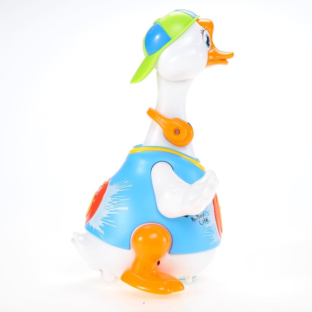 PowerTRC Ganso de hip hop para bailar, cantar y hablar musical para niños, luces intermitentes, juguete interactivo, amigo electrónico, azul