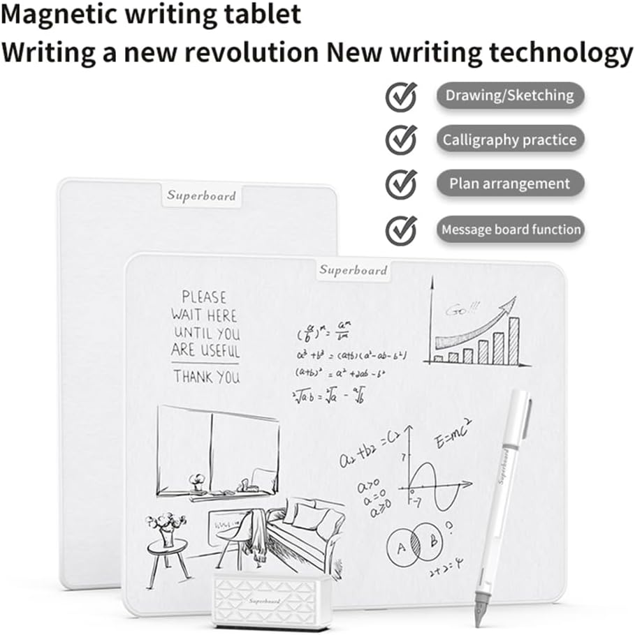 Tableta de escritura magnética de 15 pulgadas, tablero de dibujo borrable con imanes, tablero de escritura para niños y adultos en casa, escuela,