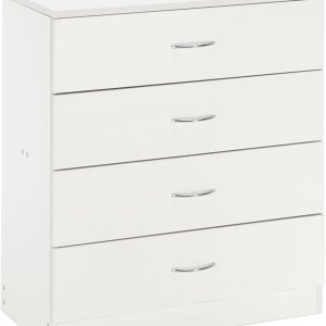 Imseigo Mesita de noche blanca con 4 cajones, mesita de noche blanca para dormitorio con mango de metal, mesa auxiliar de sofá con 4 cajones para Imseigo Mesita de noche blanca con 4 cajones, mesita de noche blanca para dormitorio con mango de metal, mesa auxiliar de sofá con 4 cajones para