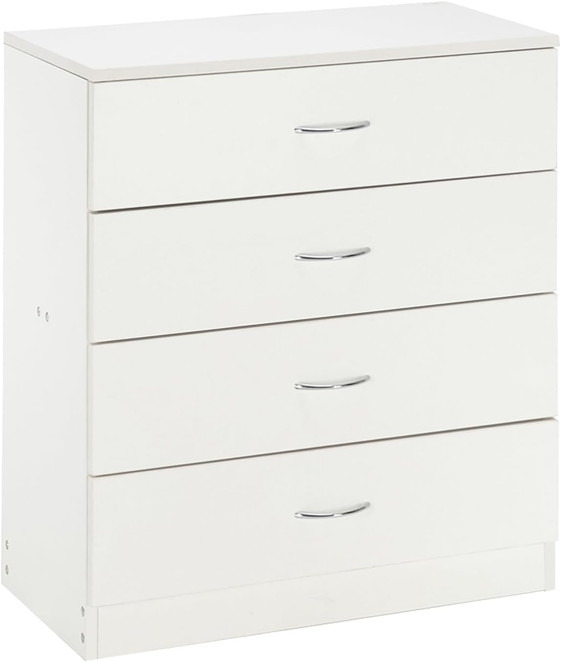 Imseigo Mesita de noche blanca con 4 cajones, mesita de noche blanca para dormitorio con mango de metal, mesa auxiliar de sofá con 4 cajones para