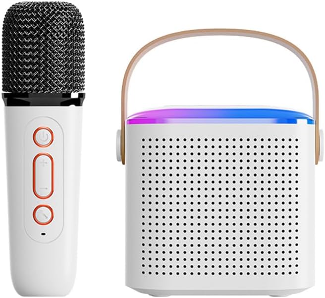 Mini máquina de karaoke para adultos y niños, altavoz portátil de karaoke Bluetooth con micrófono inalámbrico y luces LED, regalos de karaoke para