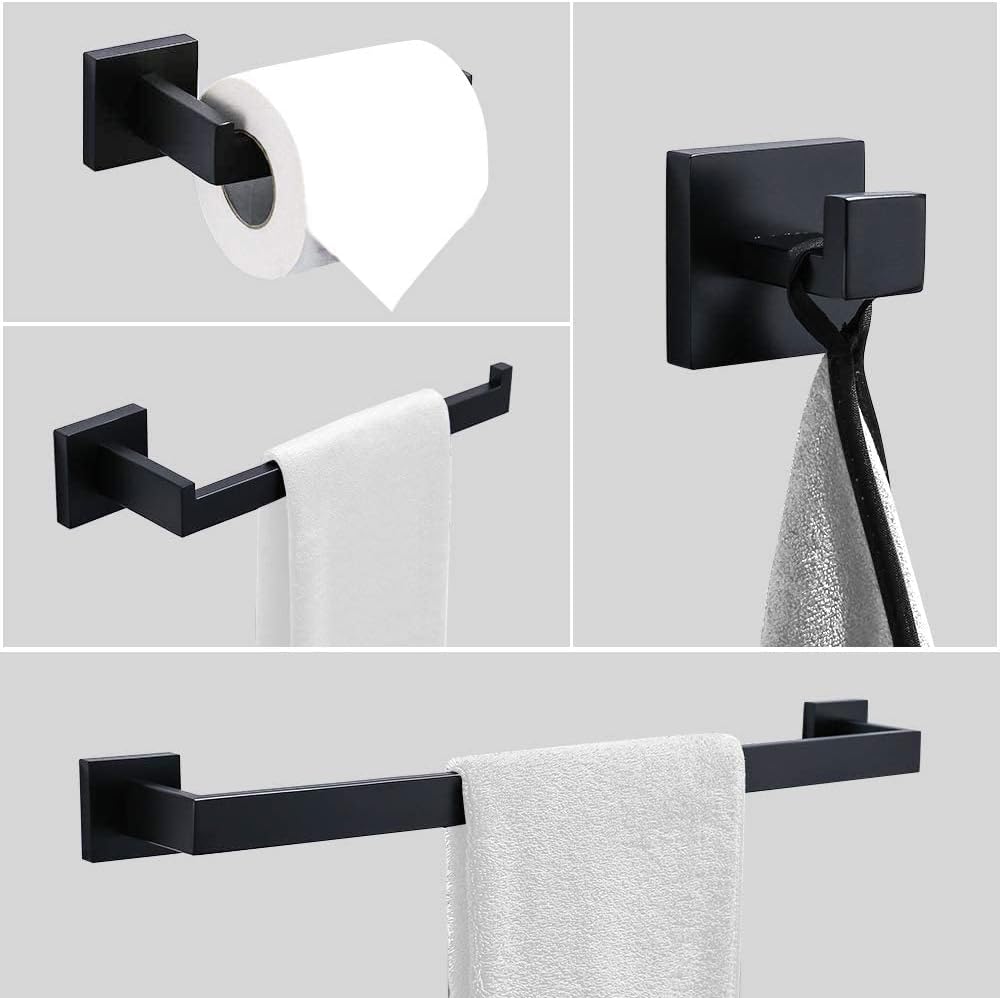 Ralbay Toallero de baño, juego de 5 piezas de accesorios de baño de acero inoxidable de alta calidad, juego de toallero montado en la pared, color