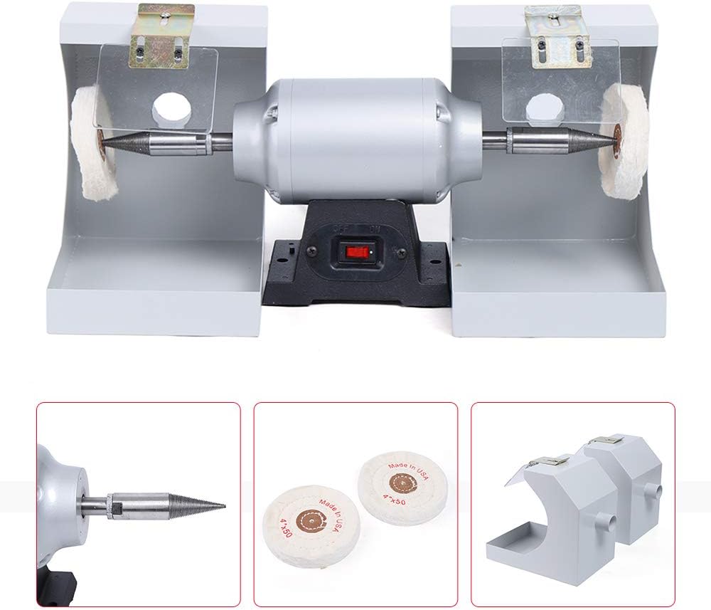 Pulidora de joyas de 550 W, pulidora de búfer de sobremesa, máquina pulidora de torno de banco, máquina pulidora para joyas, madera, plata, ámbar,