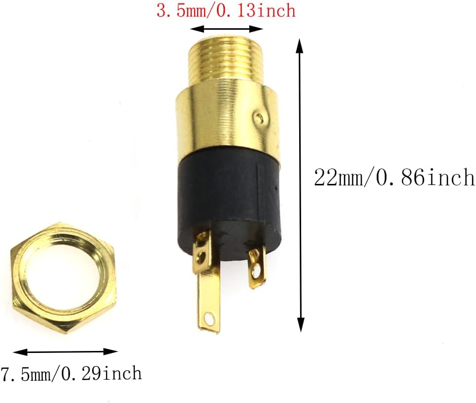 Lovelysp 0.138 in estéreo Jack Panel 0.138 in montaje conector chapado en oro Jack-6PCS