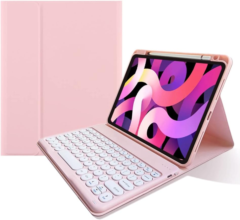 Funda con teclado Bluetooth extraíble para iPad Air de 5 generación con tecla redonda para iPad Pro de 11 pulgadas, 4 3 2 y 1 generación, funda de