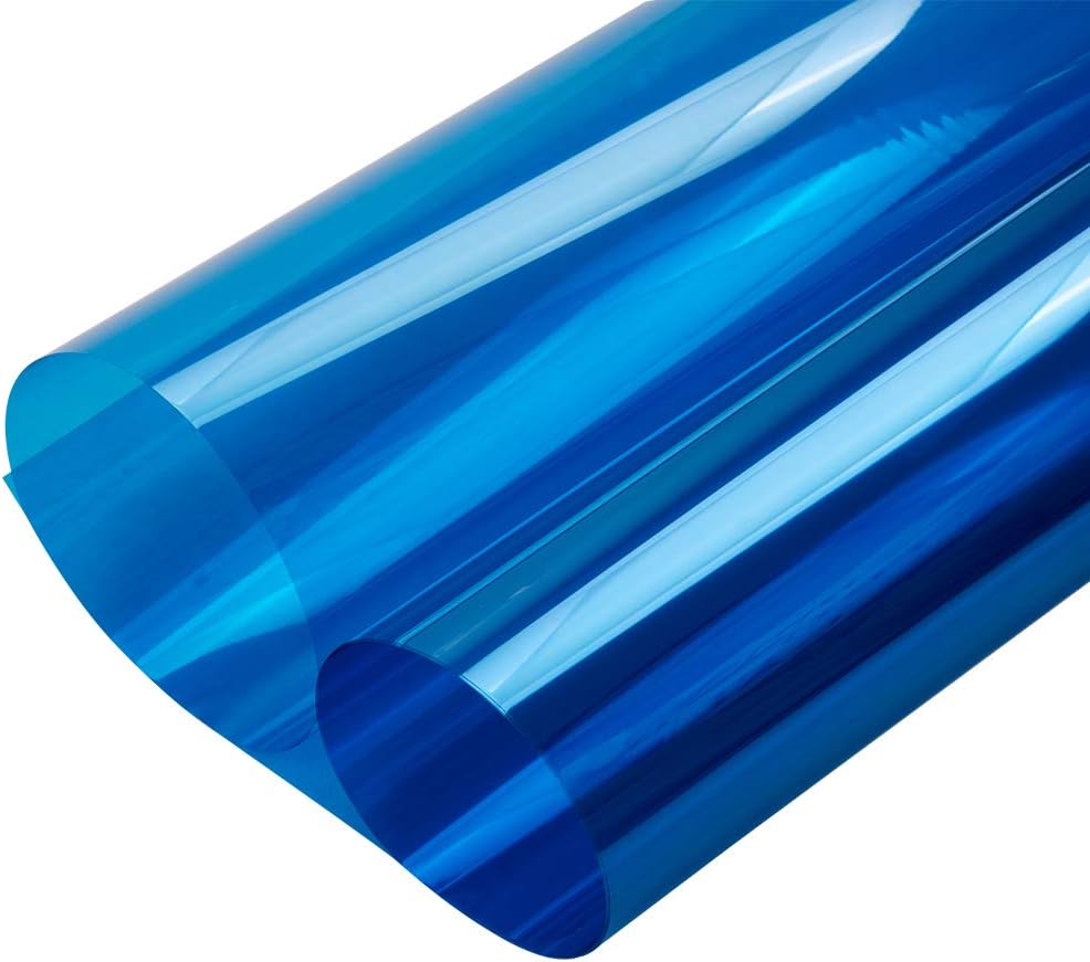 HOHOFILM Película decorativa transparente para ventana, color azul, tintado de vidrio, bloqueo solar, control de calor, tintado de ventana