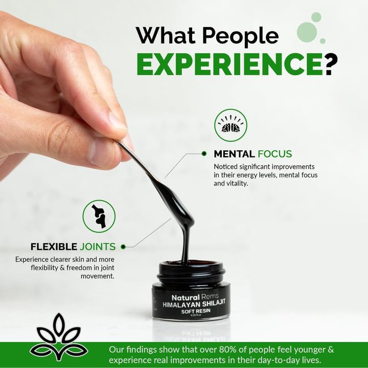 Natural Rems Shilajit orgánico – Shilajit orgánico puro del Himalaya – Suplemento de ácido fúlvico puro Shilajit – Suplemento de energía y enfoque