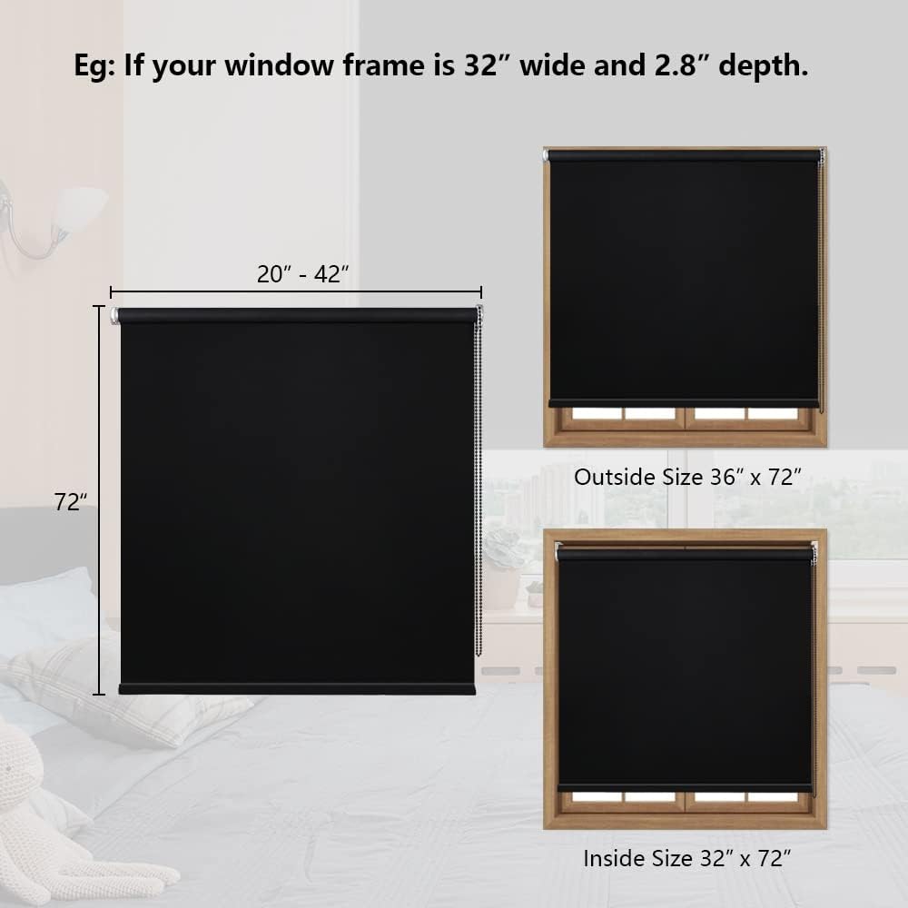 KCO Persianas enrollables opacas para ventanas, con protección UV, persianas enrollables para oscurecer la habitación, para dormitorio, cocina y