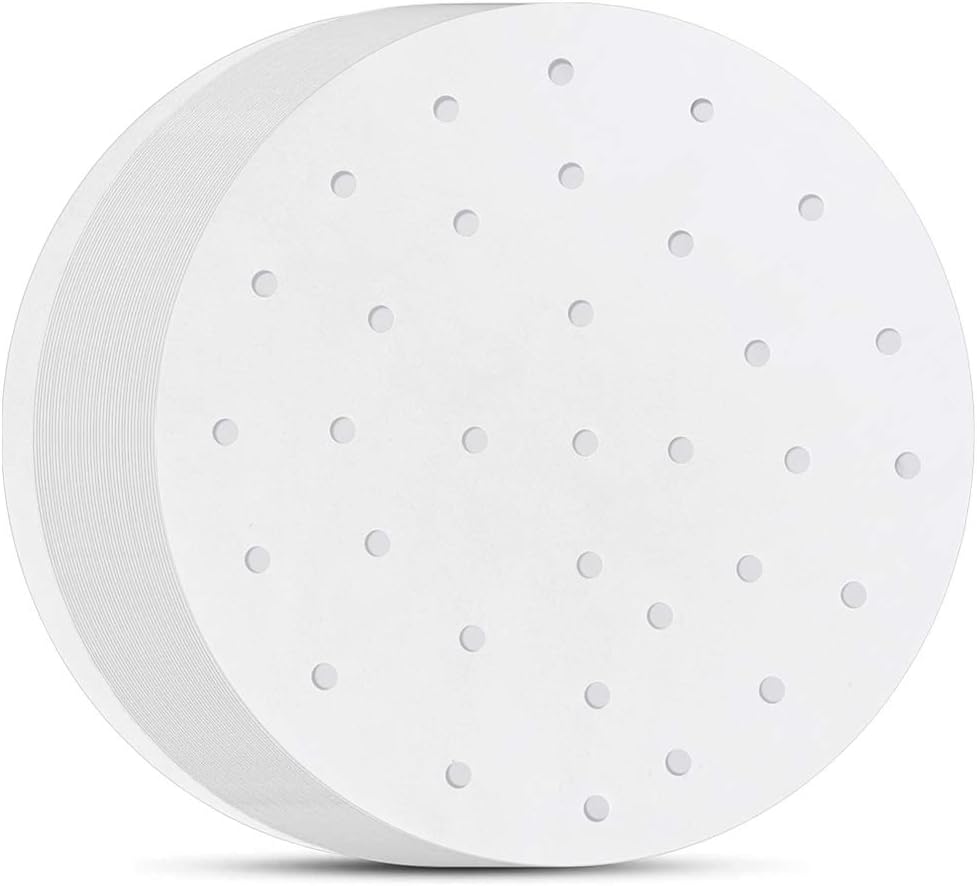 Forros para freidora de aire de 10 pulgadas, juego de 200, revestimientos de vapor de bambú de 56789 pulgadas, papel pergamino perforado para