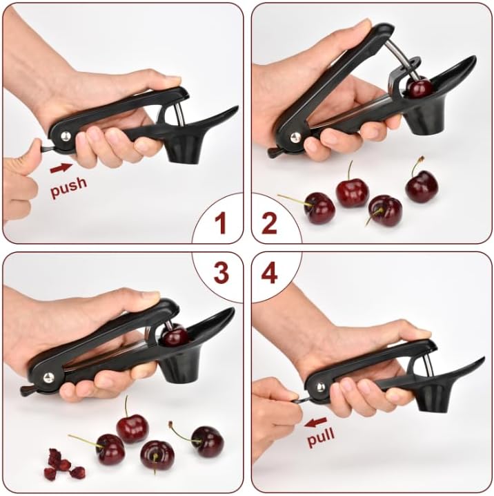 Herramienta de deshuesador de cerezas, herramienta portátil de semillas de cereza, herramienta de acero inoxidable resistente con diseño de