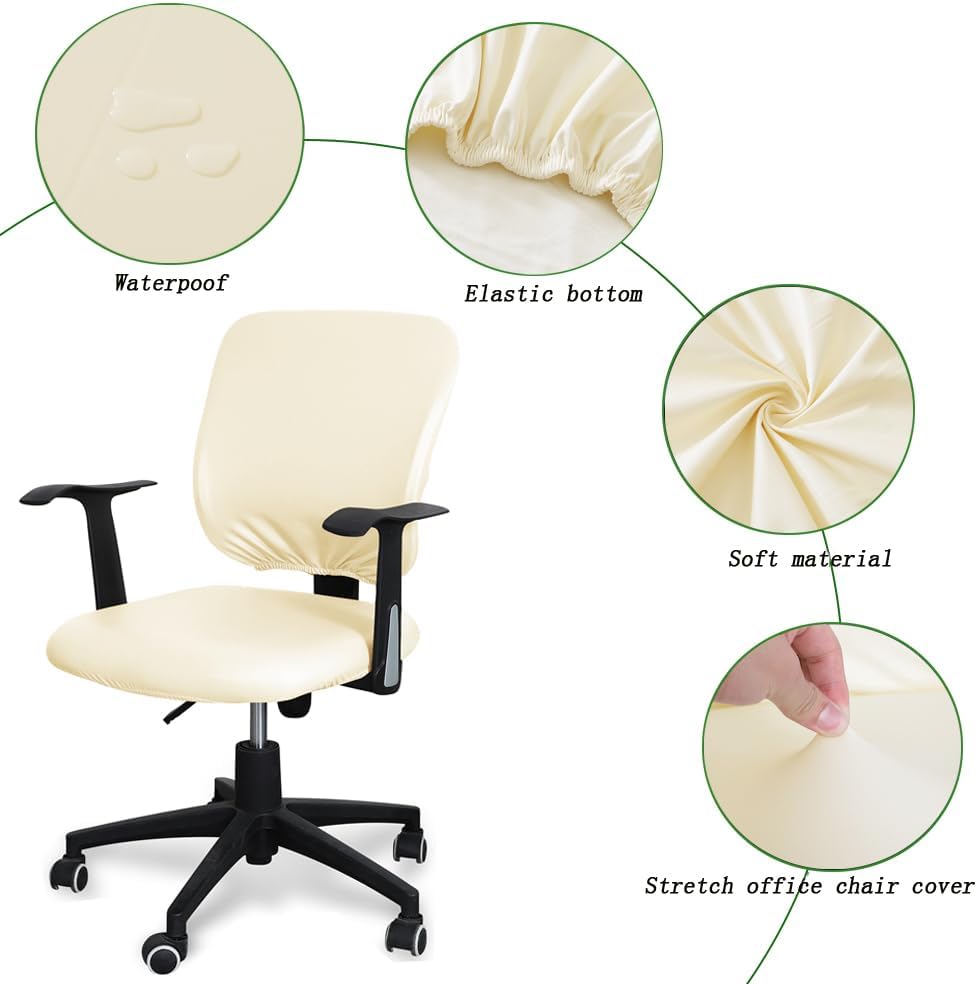 Funda para silla de oficina de poliuretano, impermeable, extraíble, funda de asiento + funda para respaldo, funda protectora elástica, ajuste