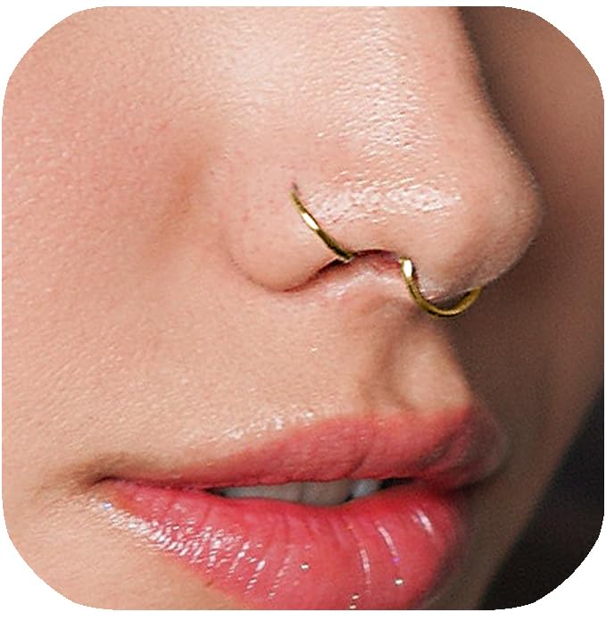 5mm Tiny Gold Nose Rings Hoops for Women Men, 20G 14k Gold Filled Nose Piercings Hoops, Hypoallergenic Nose Hoop Ring, 5 mm 20 Gauge