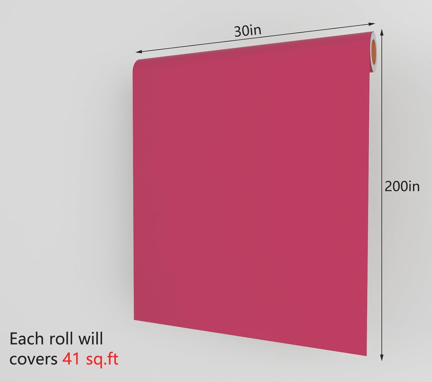 Decotalk Papel tapiz rosa intenso de 200 x 30 pulgadas, para pegar y despegar, papel tapiz rosa para habitación de niñas, papel adhesivo rosa