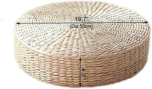 Paquete de 2 cojines de suelo de tatami para sentarse, tamaño más grande, acolchados, redondos, con pajilla, para asiento al aire libre (diámetro