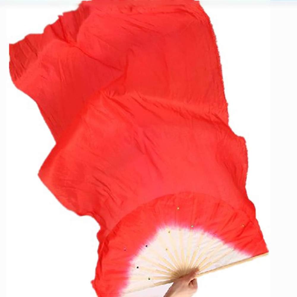 5.9 ft de seda artificial danza del vientre de bambú velos mujeres seda real danza del vientre vela vela danza nacional baile largo bambú ventilador