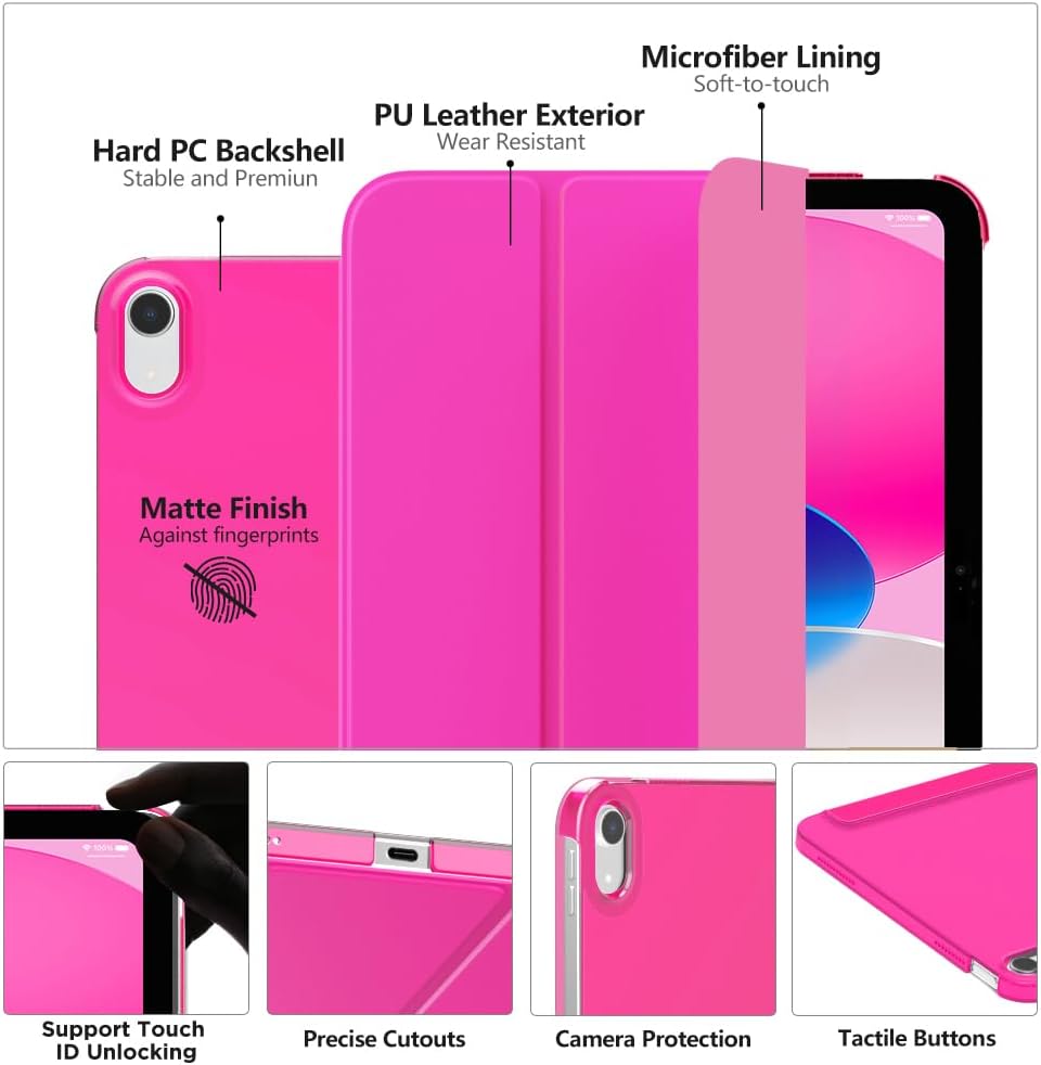 MoKo Funda para iPad de 10. generación 2022, delgada, rígida, de policarbonato translúcido, carcasa trasera para iPad de 10 generación de 10.9