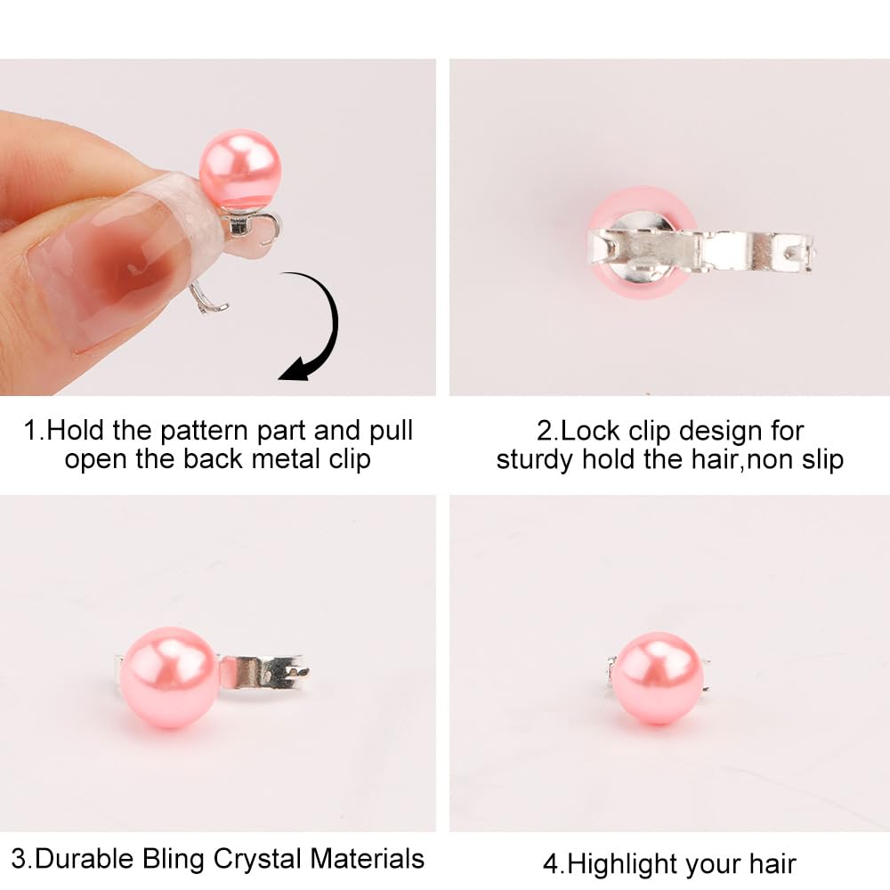Ahoney 20 mini clips para el cabello con flores rosas con diamantes de imitación, bonitos horquillas para el cabello, decoraciones para boda,