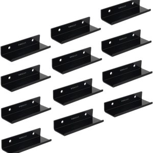 WANLIAN Estante de pared para discos de vinilo, paquete de 12 soportes para discos de vinilo acrílico, soporte de exhibición para álbumes LP (negro) WANLIAN Estante de pared para discos de vinilo, paquete de 12 soportes para discos de vinilo acrílico, soporte de exhibición para álbumes LP (negro)