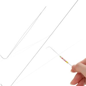 2 agujas curvadas de acero inoxidable, incluyen aguja curvada de 4.5 pulgadas para cuentas de ojo grande y aguja giratoria de cuentas curvadas de 2 agujas curvadas de acero inoxidable, incluyen aguja curvada de 4.5 pulgadas para cuentas de ojo grande y aguja giratoria de cuentas curvadas de