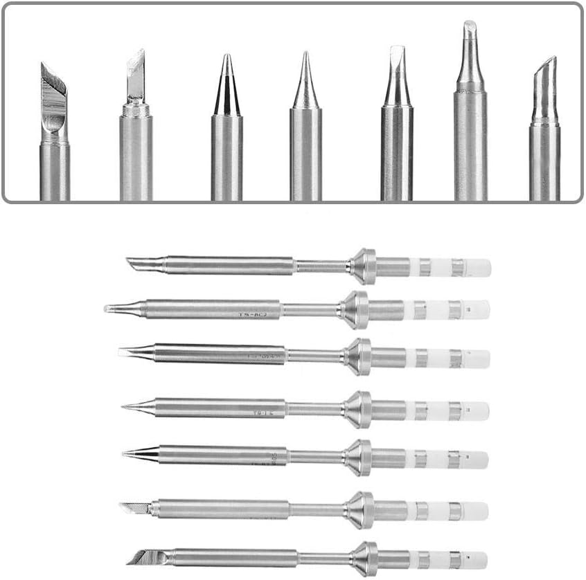 7 Tipos Mini Punta de Soldador de Acero Inoxidable Reemplazo para TS100 Kit de Soldador Portátil al Aire Libre (7pcs Puntas de Soldadura)