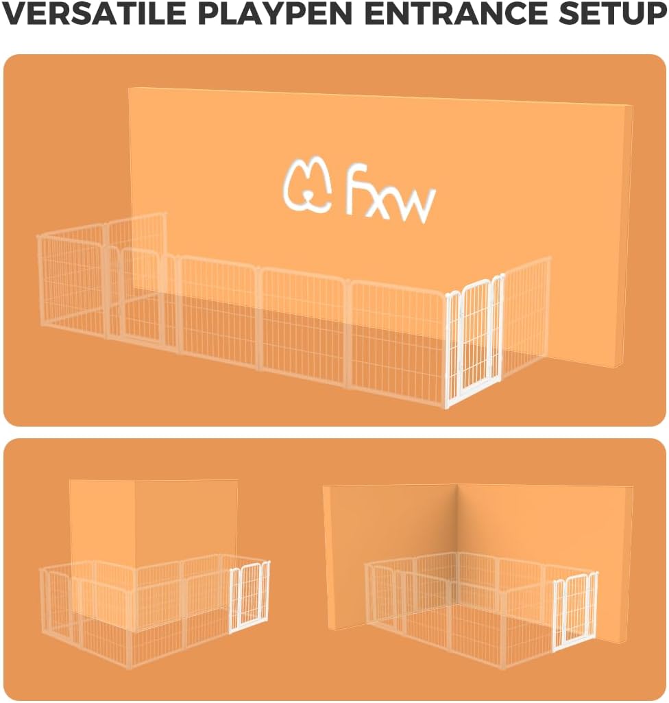 FXW Homeplus – Corralito para perros diseñado para uso en interiores, 1 puerta adicional, 24 pulgadas de altura para cachorros y perros pequeños,