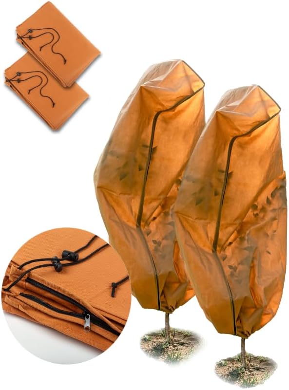 CHARGUY Cubiertas para plantas, protección contra congelación y heladas, mantas de invierno para plantas al aire libre con cordón y cremallera,