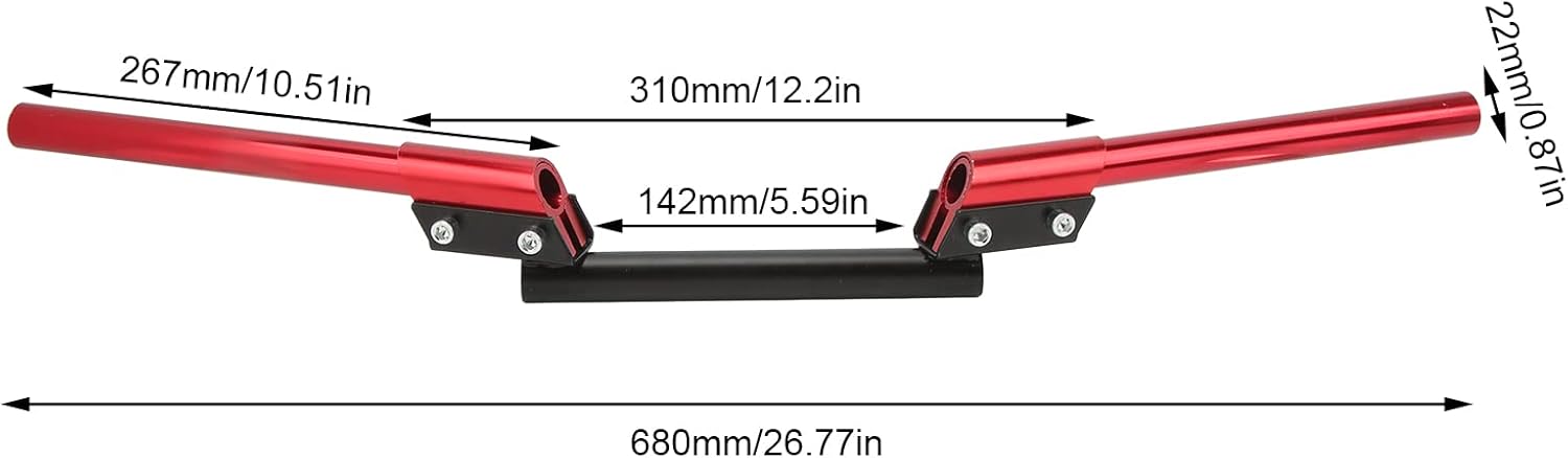 Acouto Manillar de motocicleta, mango ajustable universal de 0.866 in para automóvil deportivo, tranvía, ATV, scooter, vehículo todoterreno (rojo)