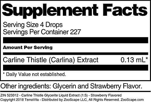 Carlina raíz glycerite Extracto de líquido (1 5)  Sabor Fresa (1 oz, Zin 523312), 1