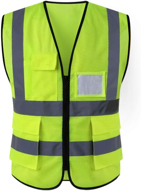 Chaleco MeshSafety para mujeres y hombres cumple con los estándares ANSI con tiras reflectantes con bolsillos y cremallera para topógrafo