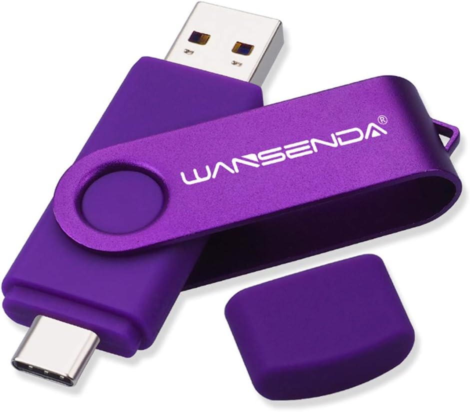 WANSENDA Unidad flash USB C de 128 GB, unidad USB 3.03.1 tipo C 2 en 1, memoria fotográfica para teléfonos Android, tableta, PCMac (128 GB, morado)