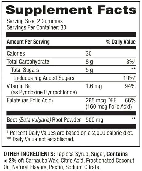 IKJ Gomitas de suplemento dietético de remolacha, cereza, 500 mg, 60 unidades