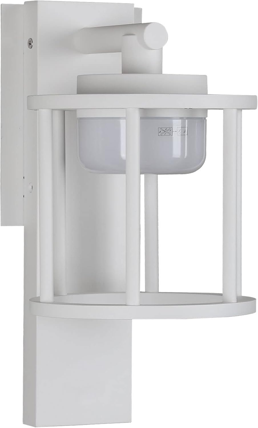 Lustrlach Farol de pared al aire libre blanco para porche exterior con bombilla LED GX53, aplique redondo de montaje en pared para casa, garaje,