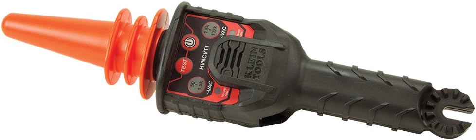 Klein Tools HVNCVT-1 Probador de alto voltaje sin contacto de doble rango, doble rango, indicadores audiovisuales, resistente al agua, con estuche y