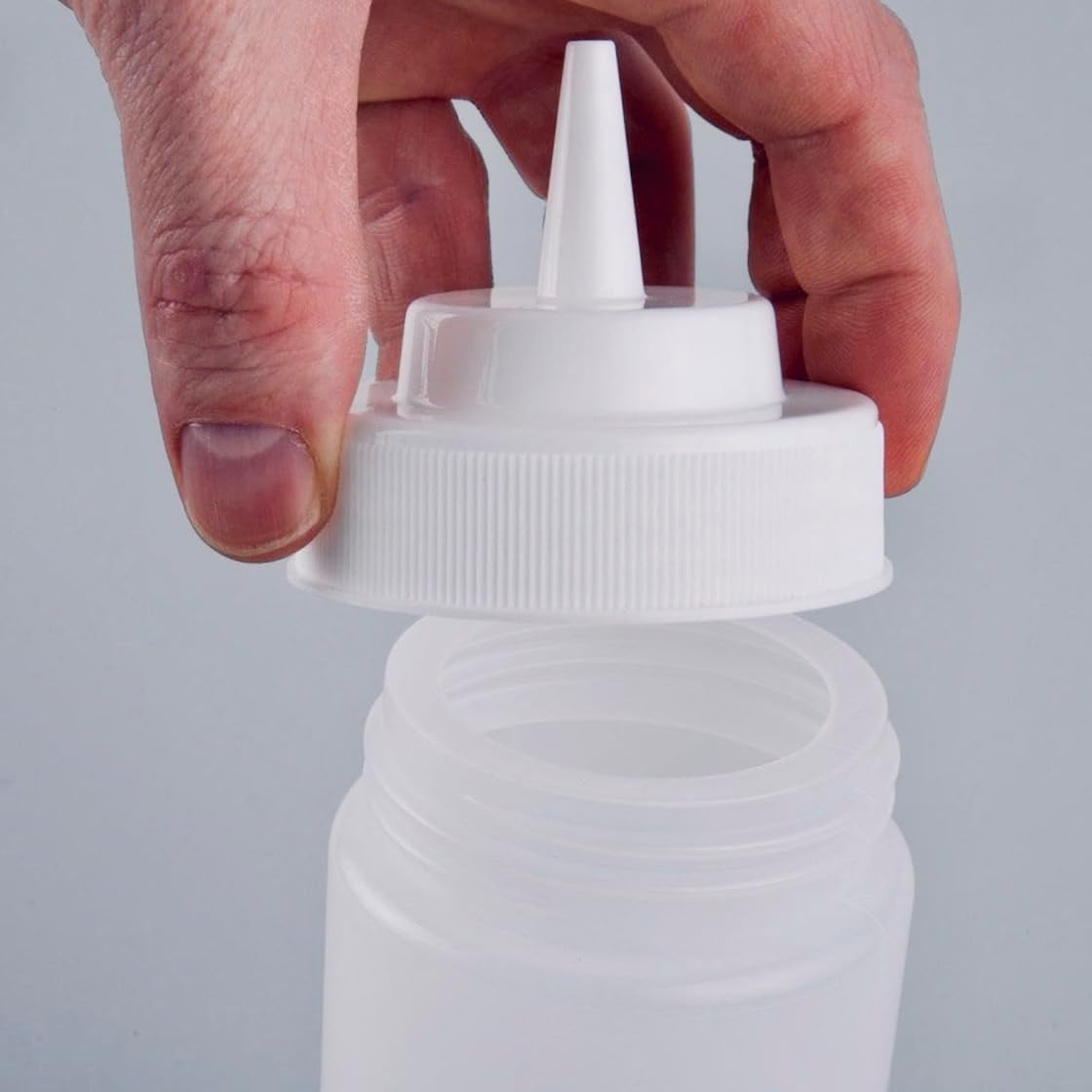 Tezzorio – Botellas de plástico transparente de boca ancha de 16 onzas (paquete de 6)  dispensadores convenientes y versátiles sin derrames,
