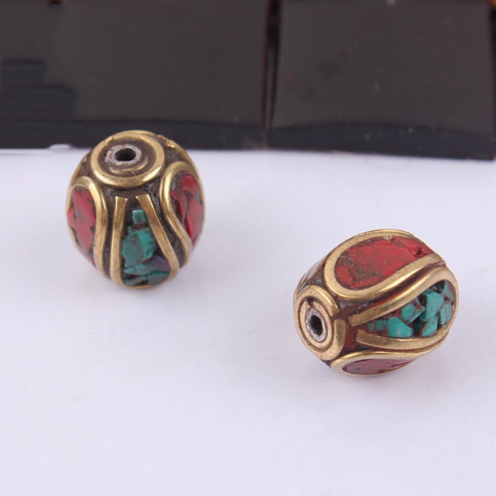 SUPVOX 10 cuentas de Buda hechas a mano de Nepal, cuentas espaciadoras de cobre, cuentas de agujero para fabricación de joyas (496-Y10267)