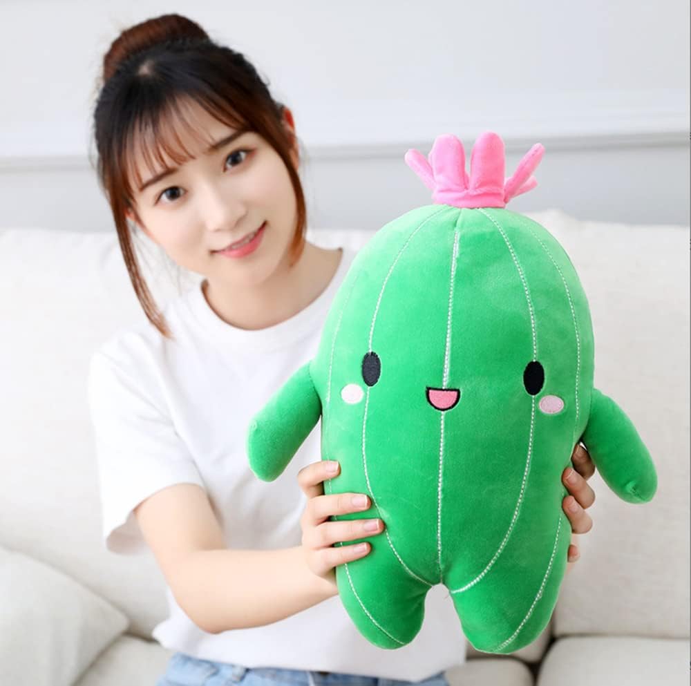 Juguete de peluche de cactus con cara sonriente, súper lindo, almohada de felpa suave de cactus, decoración creativa de plantas de cactus, gran