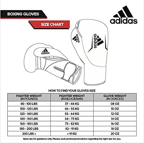adidas adidas Guantes de boxeo para hombres, mujeres y niños, híbridos de entrenamiento de sparring 100 6 onzas, 8 onzas, 10 onzas, 12 onzas, 14