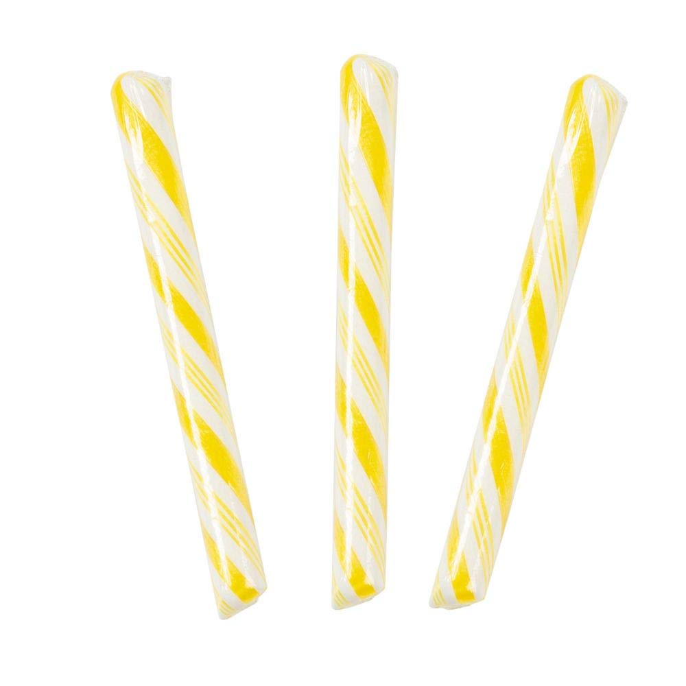 Palitos de caramelo antiguos, envueltos individualmente, bastones de caramelo nostálgicos, 80 piezas (amarillo)
