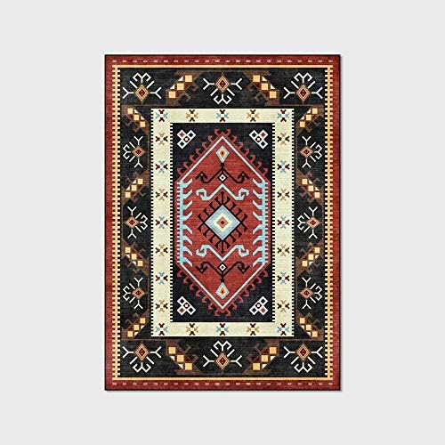 Alfombra de sala de estar Alfombras de área grande Rojo-Marrón-Negro Geométrico Estilo Tradicional para Dormitorio & Decoración del Hogar80*120