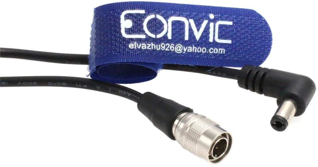 Eonvic Cable de alimentación Hirose de 4 pines a barril de ángulo recto Cable CC para dispositivos de sonido 633644688 Zaxcomn Zoom F4F8 Grabadora