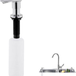 Rhitchy Dispensador de jabón para fregadero de cocina dispensador de jabón de fregadero integrado de acero inoxidable con diseño de tubo de Rhitchy Dispensador de jabón para fregadero de cocina dispensador de jabón de fregadero integrado de acero inoxidable con diseño de tubo de