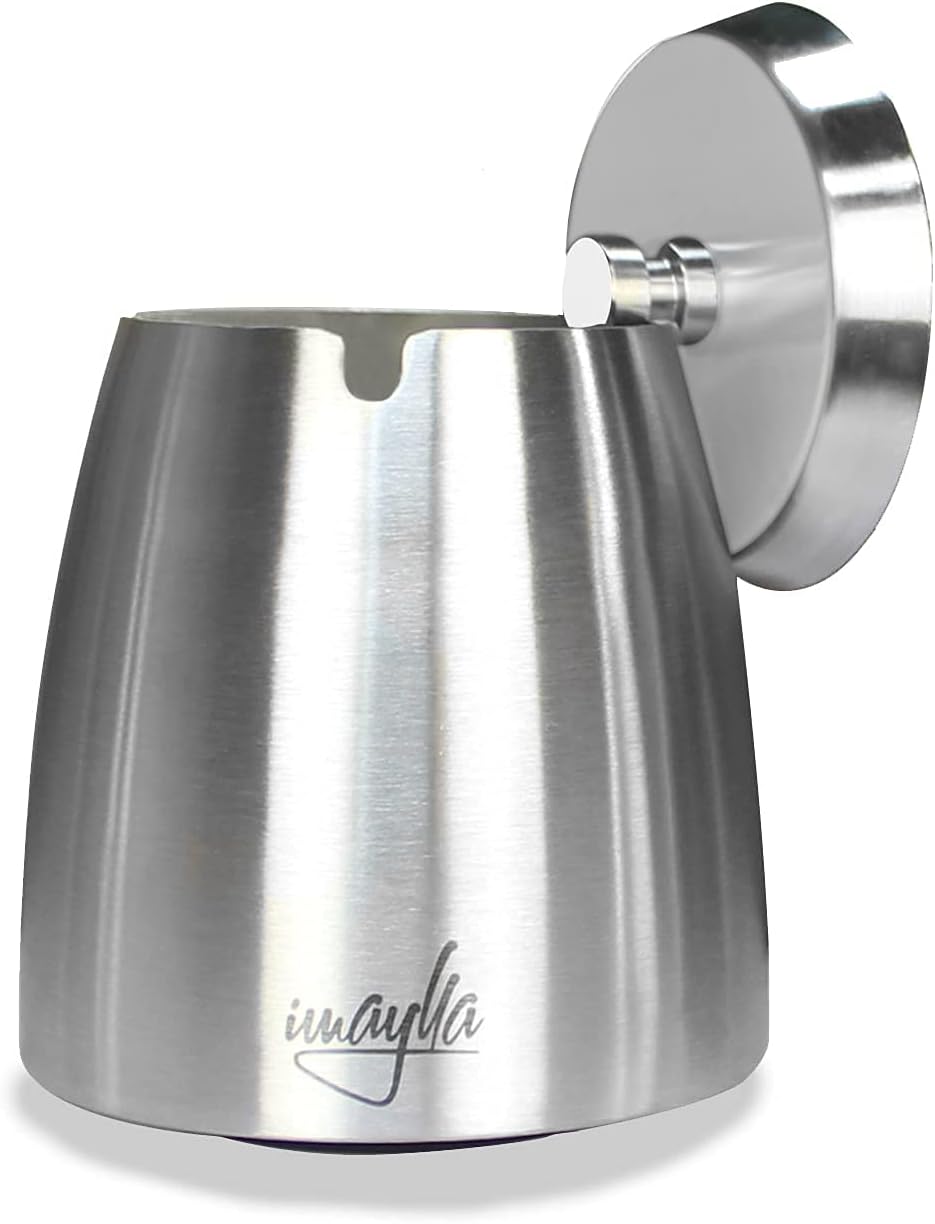 Cenicero triangular de acero inoxidable de alta capacidad a prueba de viento para exteriores, ceniceros para patio, mesa de humo, para exteriores,