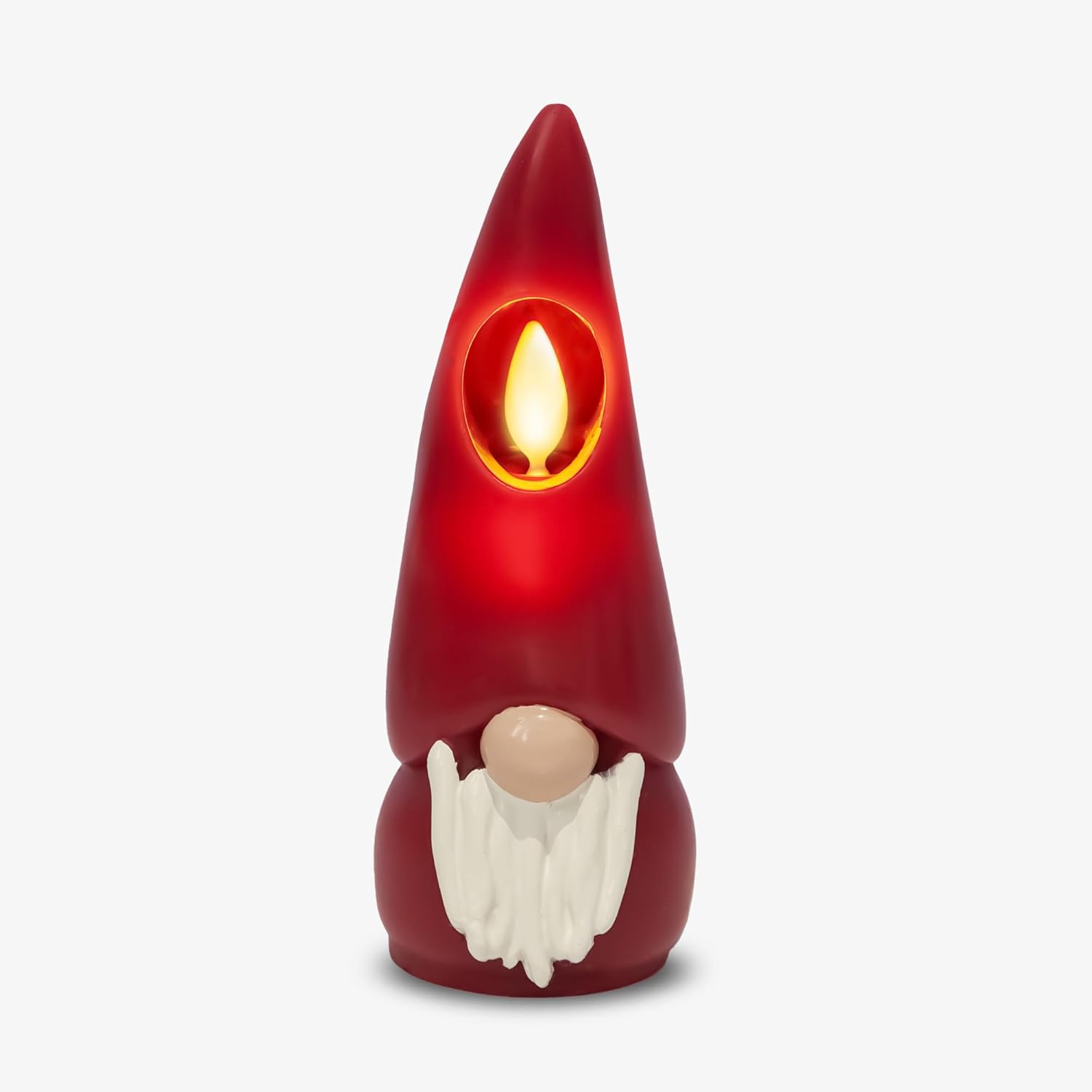 Luminara Vela sin llama de gnomo figural de 2.2 x 6 pulgadas, acabado liso, cera real, sin perfume, decoración de invierno y Navidad (borgoña)