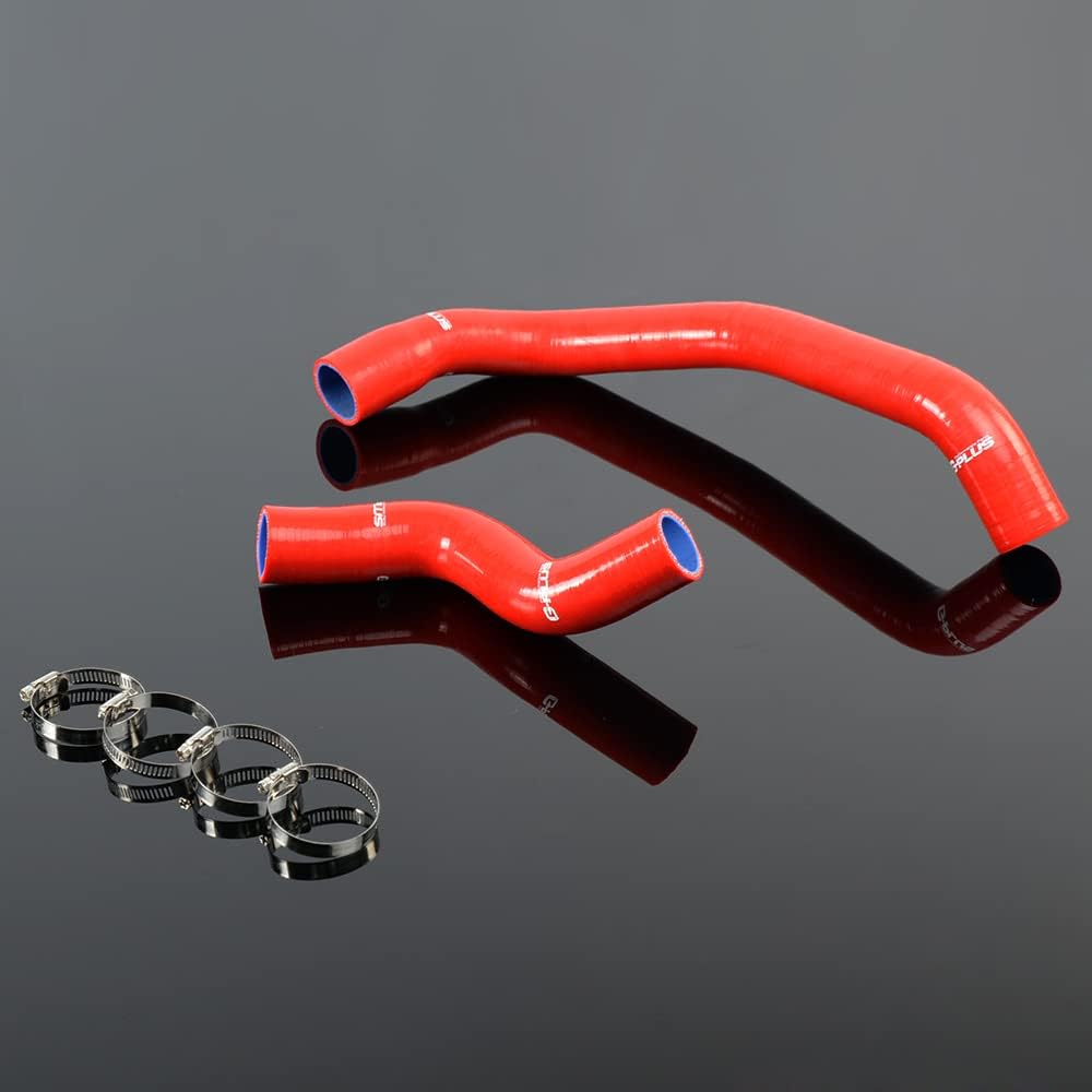 PIT66 Kit de manguera de calentador de silicona, compatible con Nissan Skyline GTR RB26DET R22 R33 R34 rojo con abrazaderas
