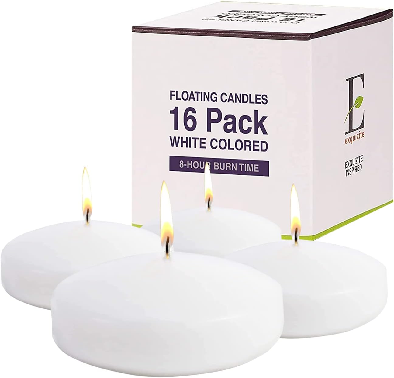 Velas flotantes para centros de mesa, paquete de 16 velas blancas sin perfume de larga duración (8 horas), velas flotantes blancas de 3 pulgadas de
