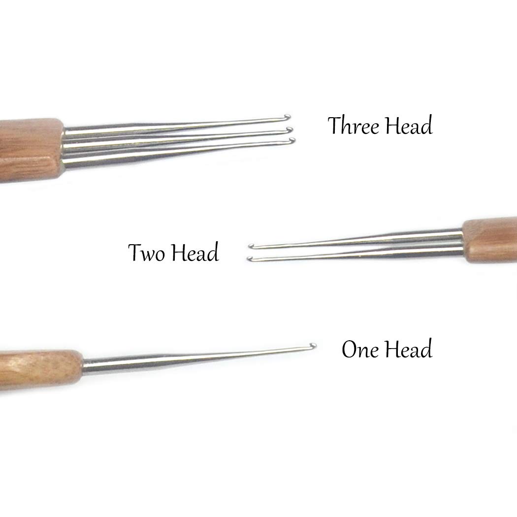2 ganchos de ganchillo de doble punta para cabello, 1 gancho, 2 ganchos y 1 gancho, herramienta de aguja de rastas de 3 ganchos para trenzas,